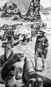 Charles Darwin alle Isole Galapagos da English School